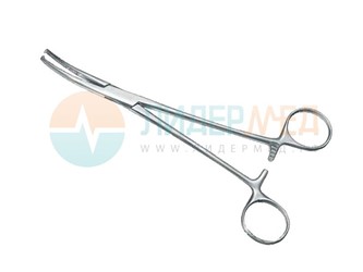 Зажим  кровоостанавливающий 1х2 зубый зубчатый изогнутый